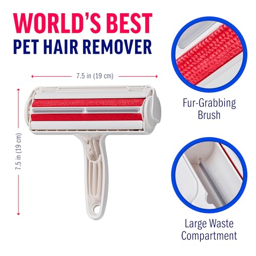 Chom Chom Roller Pet Hair Remover and Reusable Lint Roller - ChomChom Cat and Dog Hair Remover for Furniture, Couch, Carpet, Clothing and Bedding - Portable, Multi-Surface Fur Removal Tool