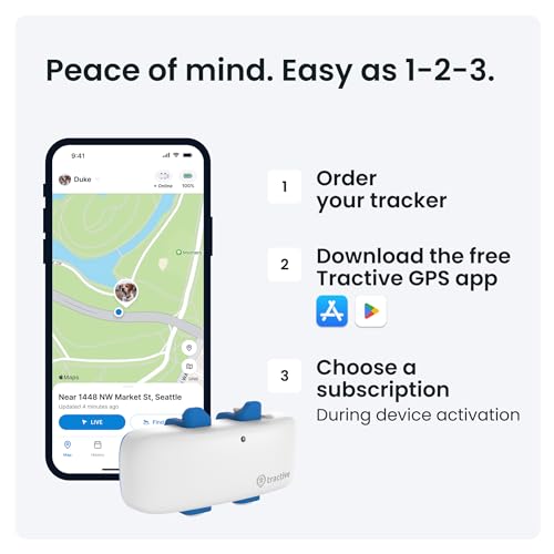 Tractive GPS Tracker & Health Monitoring for Dogs - Market Leading Pet GPS Location Tracker, Wellness & Escape Alerts, Waterproof, Works with Any Collar (White)