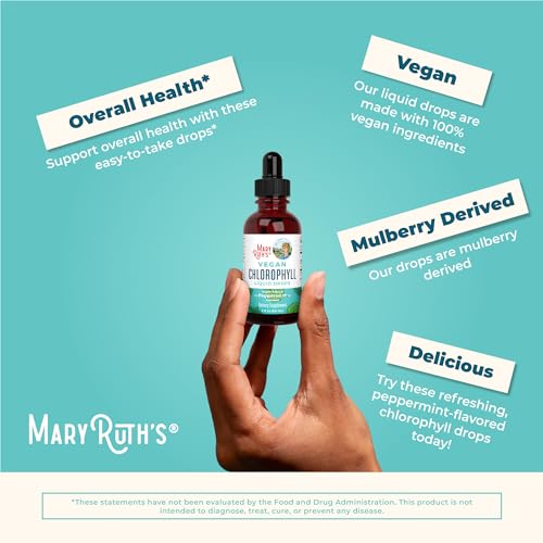 MaryRuth's Chlorophyll Liquid Drops | Clean Label Project Certified® | Vegan | Non-Diluted Liquid Chlorophyll| Mulberry Derived Supplement for Ages 14+ | Non-GMO | Delicious Minty Flavor | 2 Fl Oz