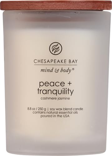 Chesapeake Bay Candle Scented Candle, Peace + Tranquility (Cashmere Jasmine), Medium Jar, Home Décor