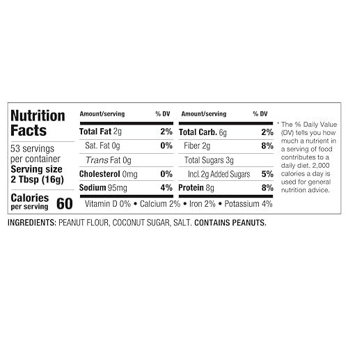 PBfit All-Natural Peanut Butter Powder, Powdered Peanut Spread From Real Roasted Pressed Peanuts, 8g of Protein 8% DV, 30 Ounce (Pack of 1)