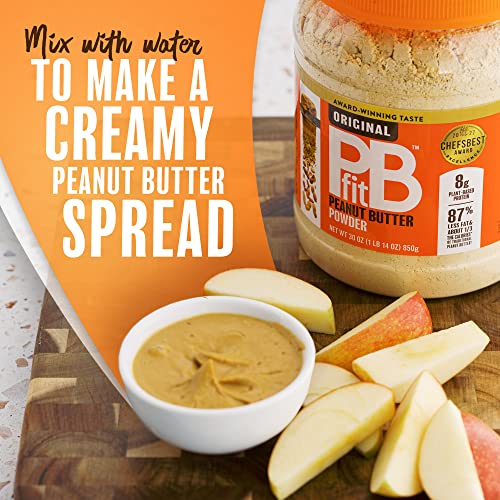 PBfit All-Natural Peanut Butter Powder, Powdered Peanut Spread From Real Roasted Pressed Peanuts, 8g of Protein 8% DV, 30 Ounce (Pack of 1)