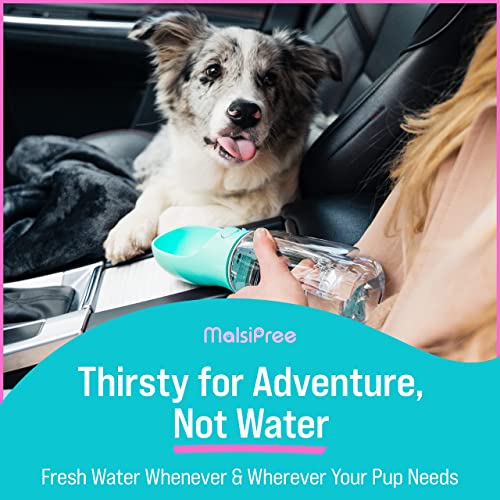 MalsiPree Dog Water Bottle, Lightweigh, Leak Proof Portable Travel Dog Water Dispenser - Perfect Puppy Drinking Bowl On The Go for Outdoor Walking and Hiking - Pet Accessories (19oz, Blue)