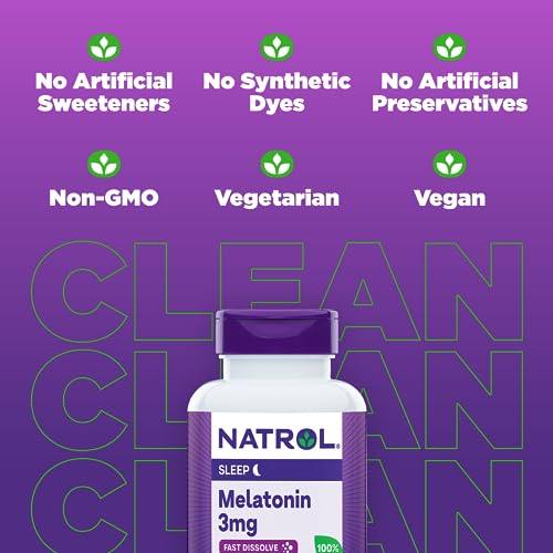 Natrol Melatonin 3mg, Strawberry-Flavored Dietary Supplement for Restful Sleep, 150 Fast-Dissolve Tablets, 150 Day Supply