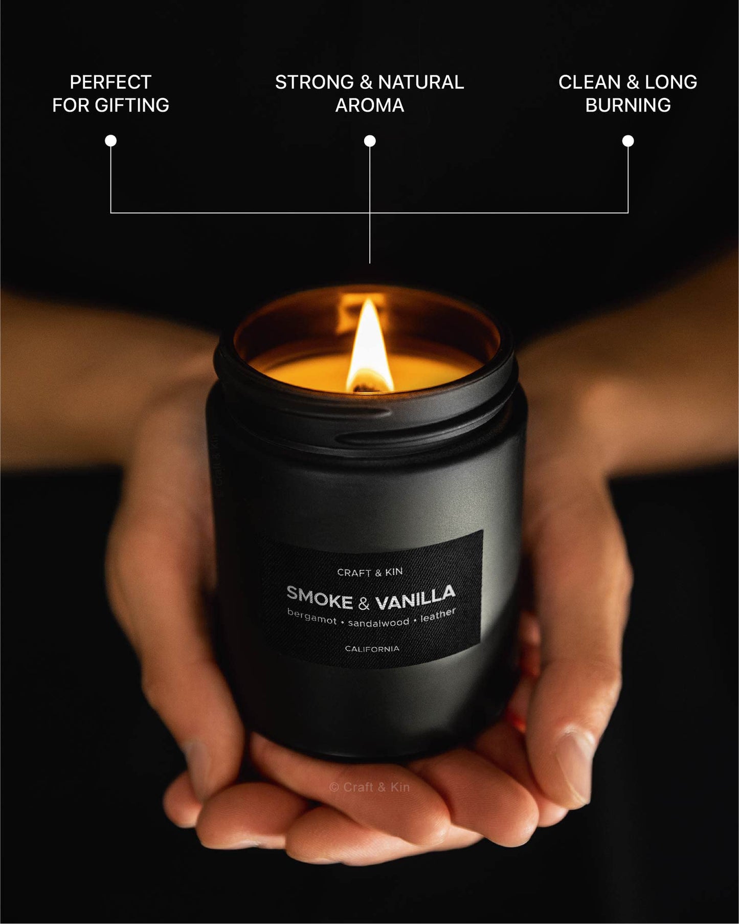 Scented Candles for Men | Wood & Vanilla Scented Candles | Spring Candles | Soy Candles for Home Scented | Masculine Candle, Wood Wicked Candles | Vanilla Candle in Black Jar